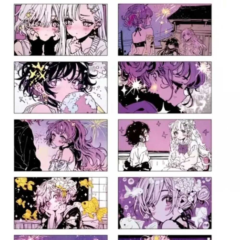1 Roll Shimmery Art Washi Tape - Purple Vaporwave Anime Kawaii Aesthetic